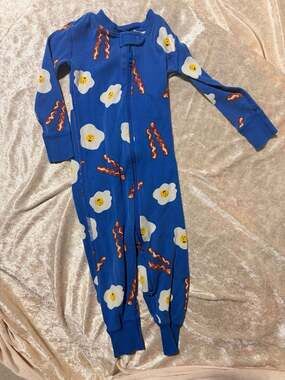 Hanna Andersson Organic Cotton Sleeper 18–24M Bacon Eggs Zip Pajamas Baby